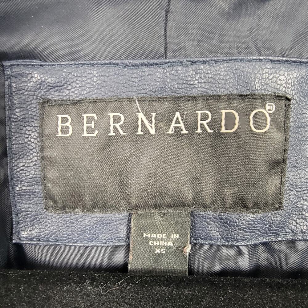 Bernardo Faux Leather Moto Biker Jacket Gray Asym Zip Buckle Hardware - Picture 5 of 10